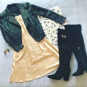 SILK Gold Chemise Slip Dress